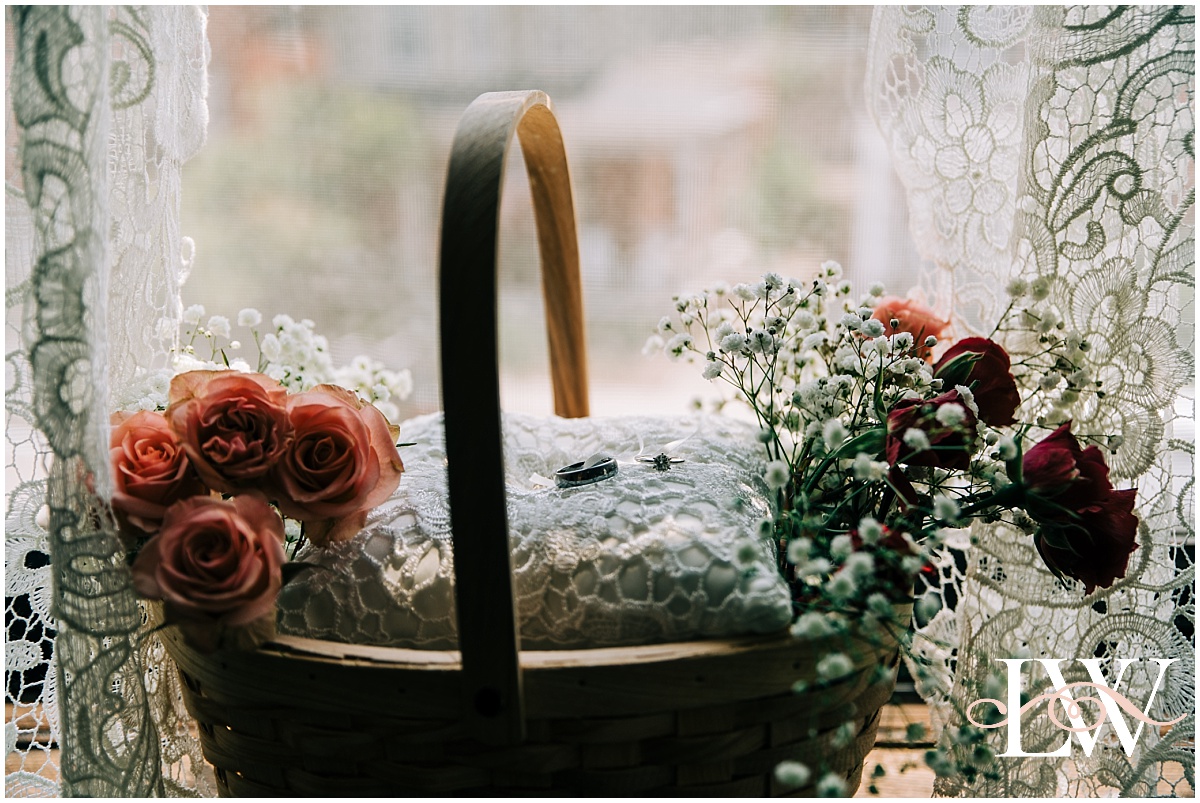 flower girl basket with rings