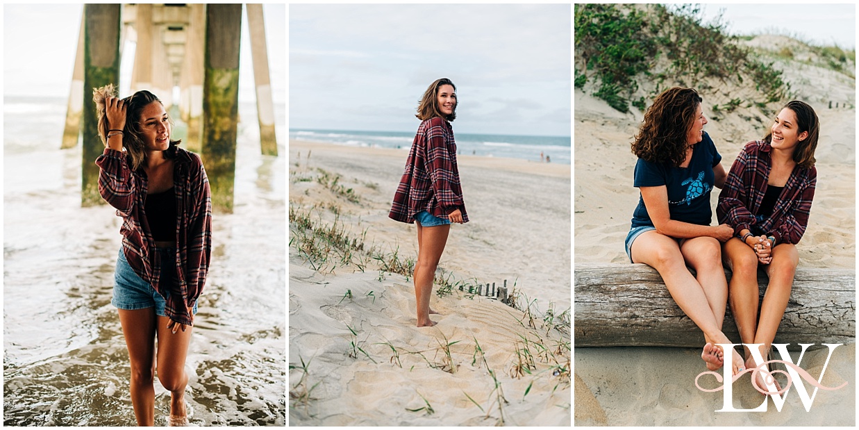 Mother and daughter laughing at the beach | Outer Banks Senior Casuals at Jocky's Ridge and Jennettes Pier | Photos by Laura Walter Photography
